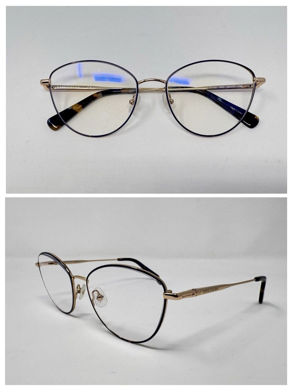Longchamp LO2143 Eyeglass Frames Only 400 Gold Blue 53-17-140 Authentic